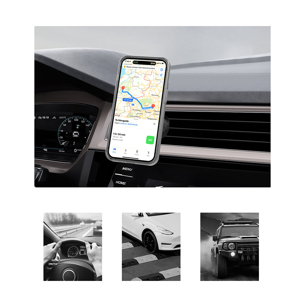 Lenyes CR183 M-safe Magnetik Özellikli 360 Derece Dönebilen Havalandırma Tasarım Araç Telefon Tutucu Siyah