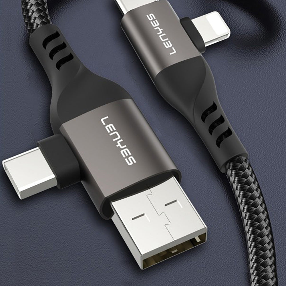 Lenyes LC501 4in1 A+C to C+L Şarj ve Data Kablosu 60W 1M Gri