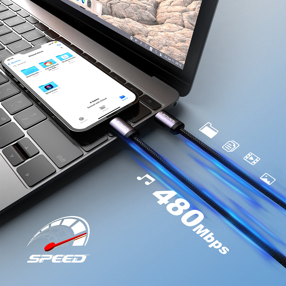 Lenyes LC537 Type-C to Type-C Hızlı Şarj Özellikli Örgülü Data ve Şarj Kablosu 60W 1M Siyah