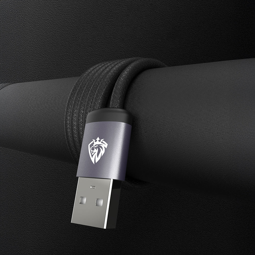 Lenyes LC537 USB-A to Micro Hızlı Şarj Özellikli Örgülü Data ve Şarj Kablosu 10W 1M Siyah