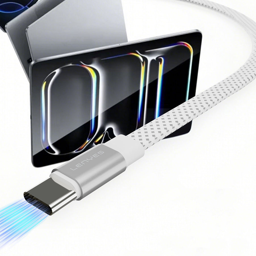 Lenyes LC538 Type-C to Lightning Hızlı Şarj Özellikli 48D Aramid Fiber Örgü Tasarımlı Data ve Şarj Kablosu 27W 1M Beyaz