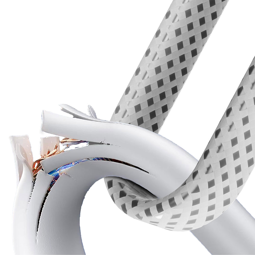 Lenyes LC538 Type-C to Lightning Hızlı Şarj Özellikli 48D Aramid Fiber Örgü Tasarımlı Data ve Şarj Kablosu 27W 1M Beyaz