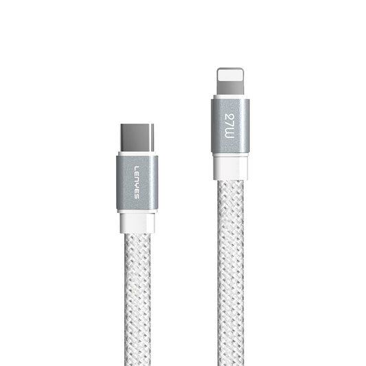 Lenyes LC538 Type-C to Lightning Hızlı Şarj Özellikli 48D Aramid Fiber Örgü Tasarımlı Data ve Şarj Kablosu 27W 1M