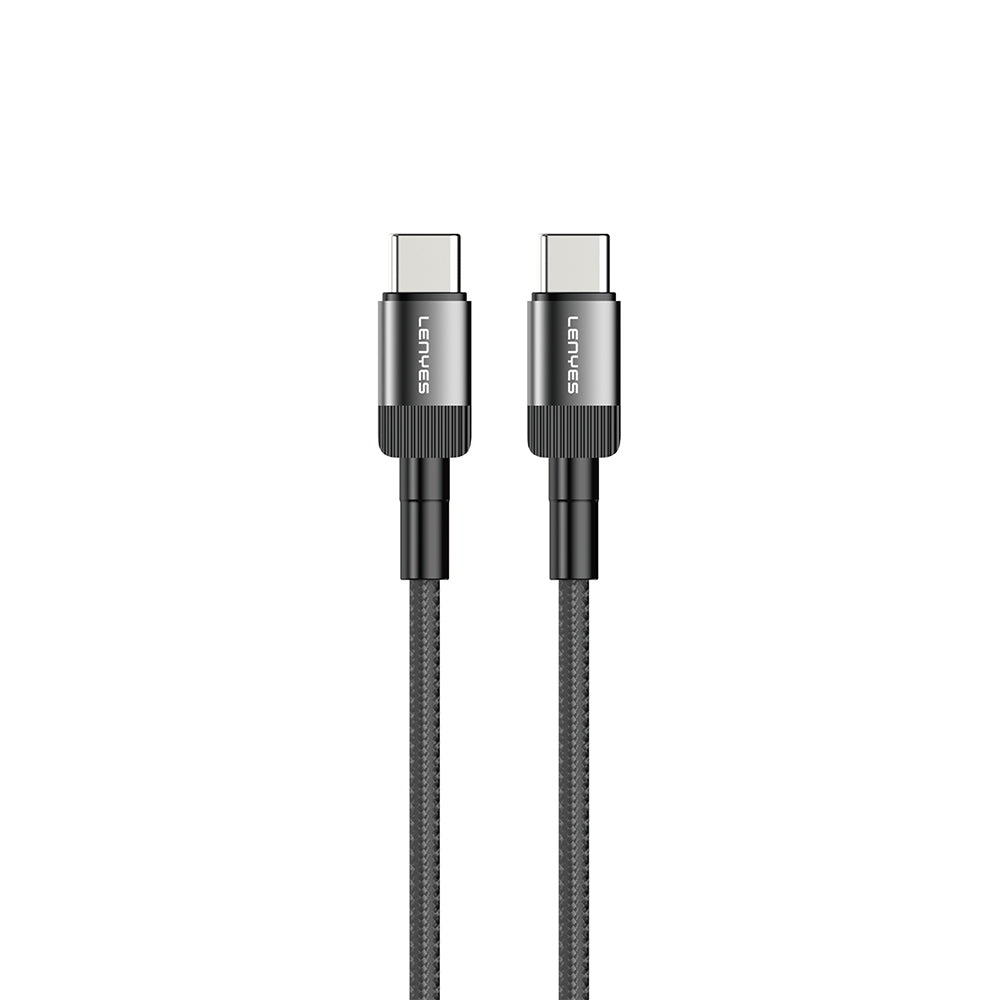 Lenyes LC546 Type-C to Type-C Örgü Tasarımlı Hızlı Şarj Özellikli Data ve Şarj Kablosu 60W 1M Siyah