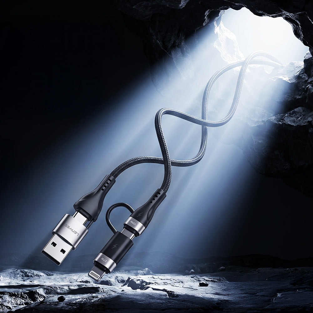 Lenyes LC568 4in1 USB-A - Type-C + Type-C to Lightning Data ve Şarj Kablosu 100W 1M
