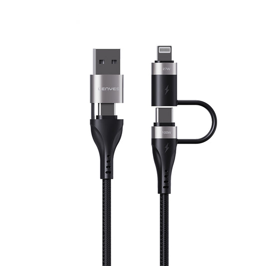 Lenyes LC568 4in1 USB-A - Type-C + Type-C to Lightning Data ve Şarj Kablosu 100W 1M