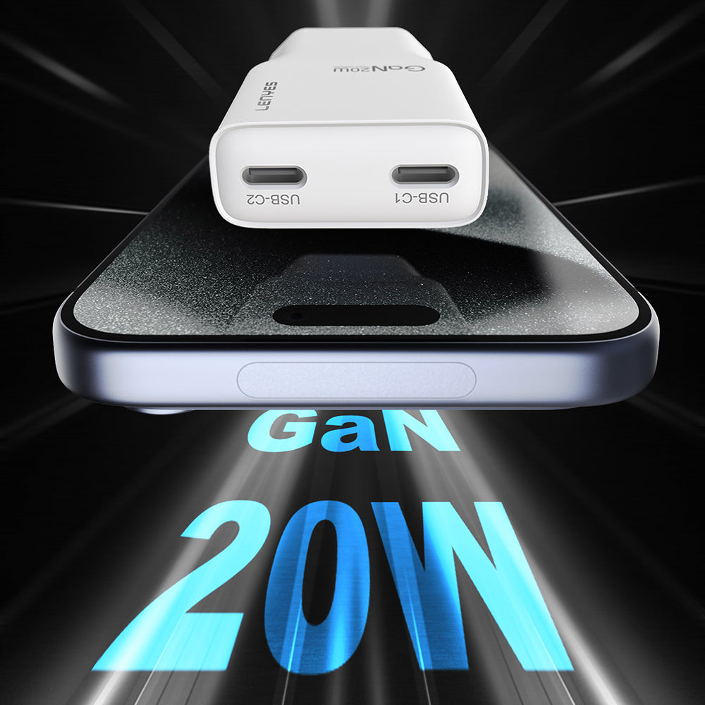 Lenyes LCH15-EU TC-L Type-C to Lightning GaN Teknolojili PD Hızlı Şarj Özellikli Şarj Seti 20W Beyaz