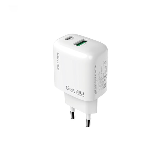 Lenyes LCH91 Type-C ve USB GaN Teknolojili PD Hızlı Şarj Özellikli Şarj Başlığı 20W