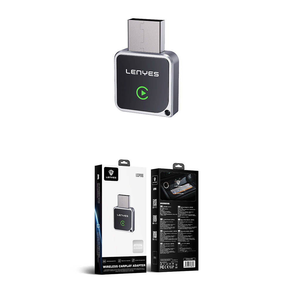 Lenyes LCP06 Android Auto Destekli CarPlay USB Bluetooth 5.3 Wireless Transmitter Adaptör