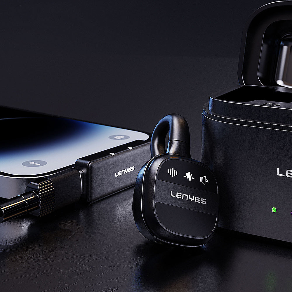 Lenyes LM209 Type-C Portlu Kablosuz Yaka Mikrofonu Siyah