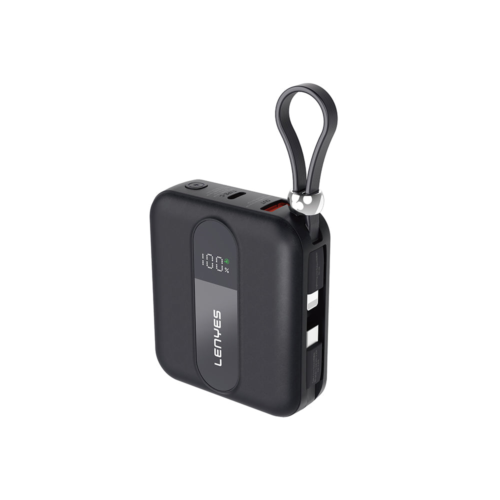 Lenyes P562L Dijital LED Göstergeli Type-C ve Lightning Kablolu Powerbank 22.5W 10000mAh