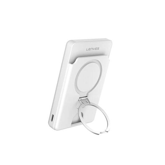 Lenyes PW0006D PD 20W Hızlı Şarj Özellikli Kartlıklı Standlı Wireless Powerbank 15W 5000mAh Beyaz