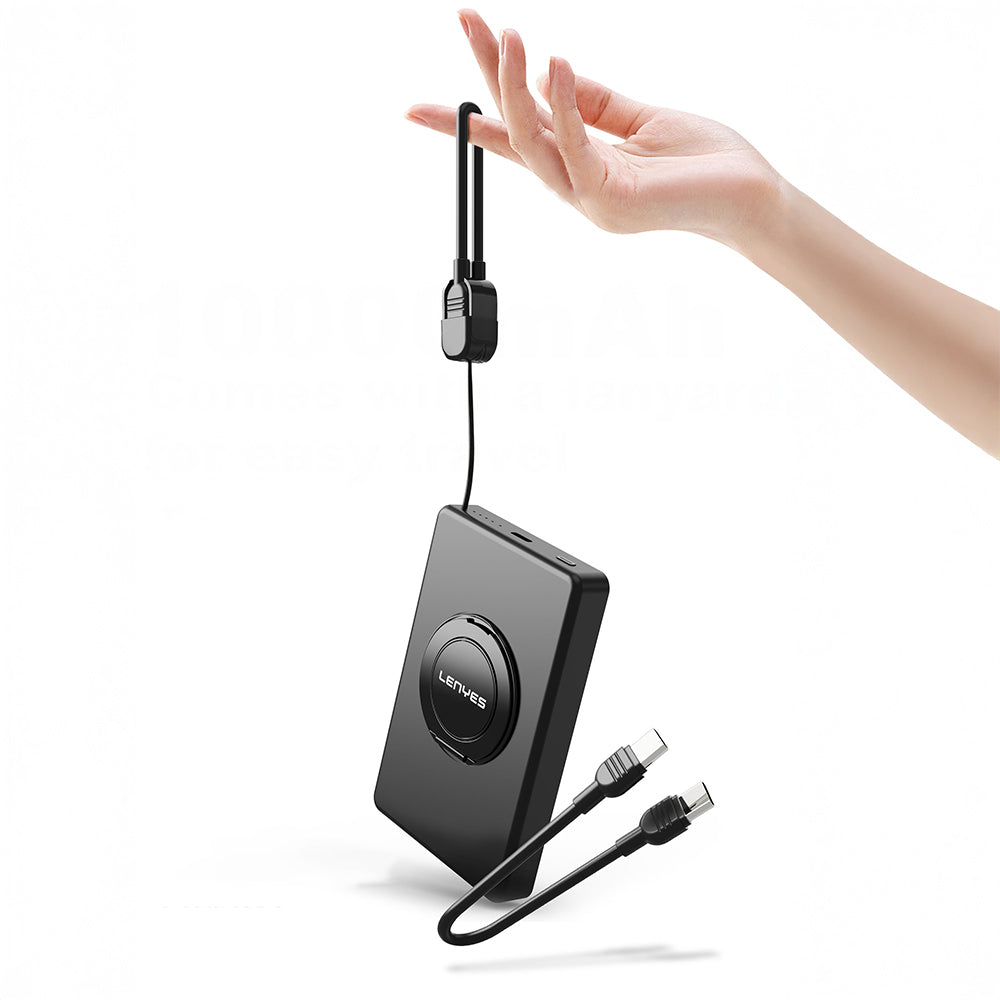 Lenyes PW1005D Standlı Akıllı Saat Kablosuz Şarj Özellikli Wireless Powerbank 20W 10000mAh Siyah