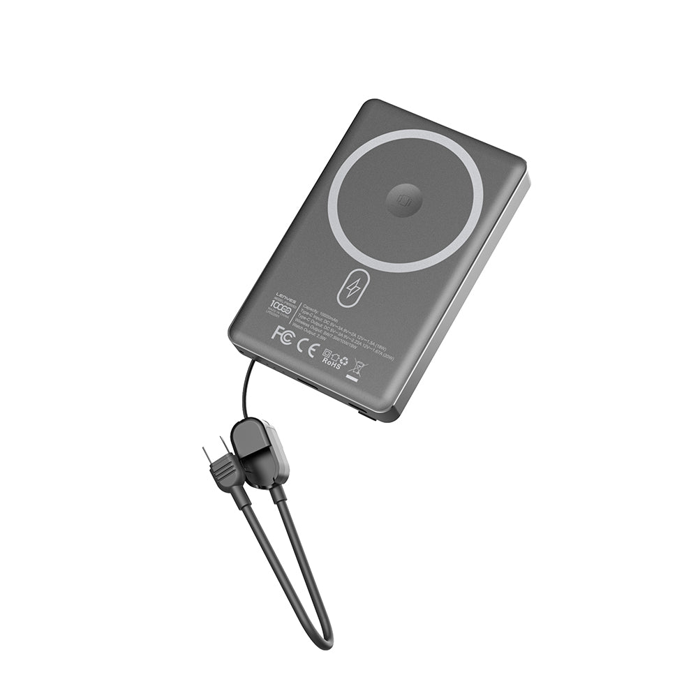 Lenyes PW1005D Standlı Akıllı Saat Kablosuz Şarj Özellikli Wireless Powerbank 20W 10000mAh Siyah