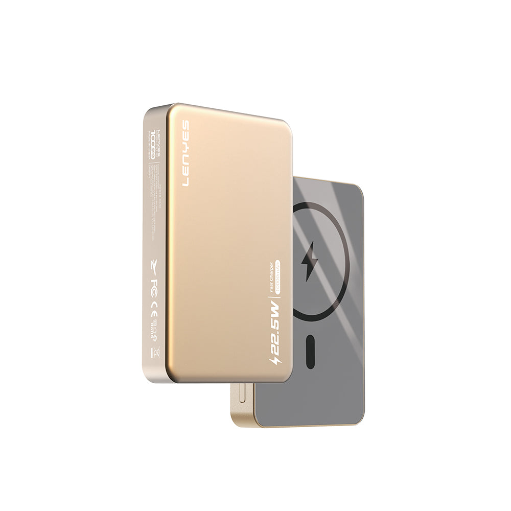 Lenyes PW119D PD 20W Ultra İnce Hızlı Şarj Özellikli Wireless Powerbank 15W 10.000mAh Gold