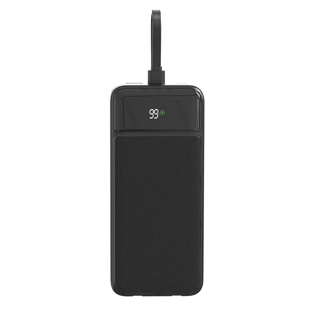 Lenyes PX355D Dijital LED Ekranlı Type-C ve Lightning Kablolu Powerbank 22.5W 30.000mAh Siyah