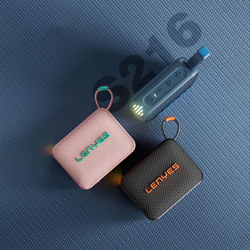 Lenyes S216 Su Geçirmez Özellikli RGB Işıklı Askılı Mini Bluetooth Speaker Hoparlör v5.3 Mavi