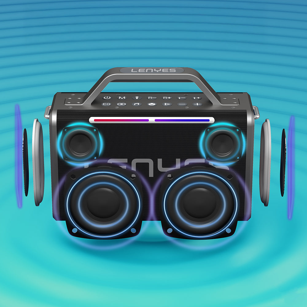 Lenyes S835 RGB Led Işıklı Bluetooth Speaker Hoparlör v5.0 Siyah