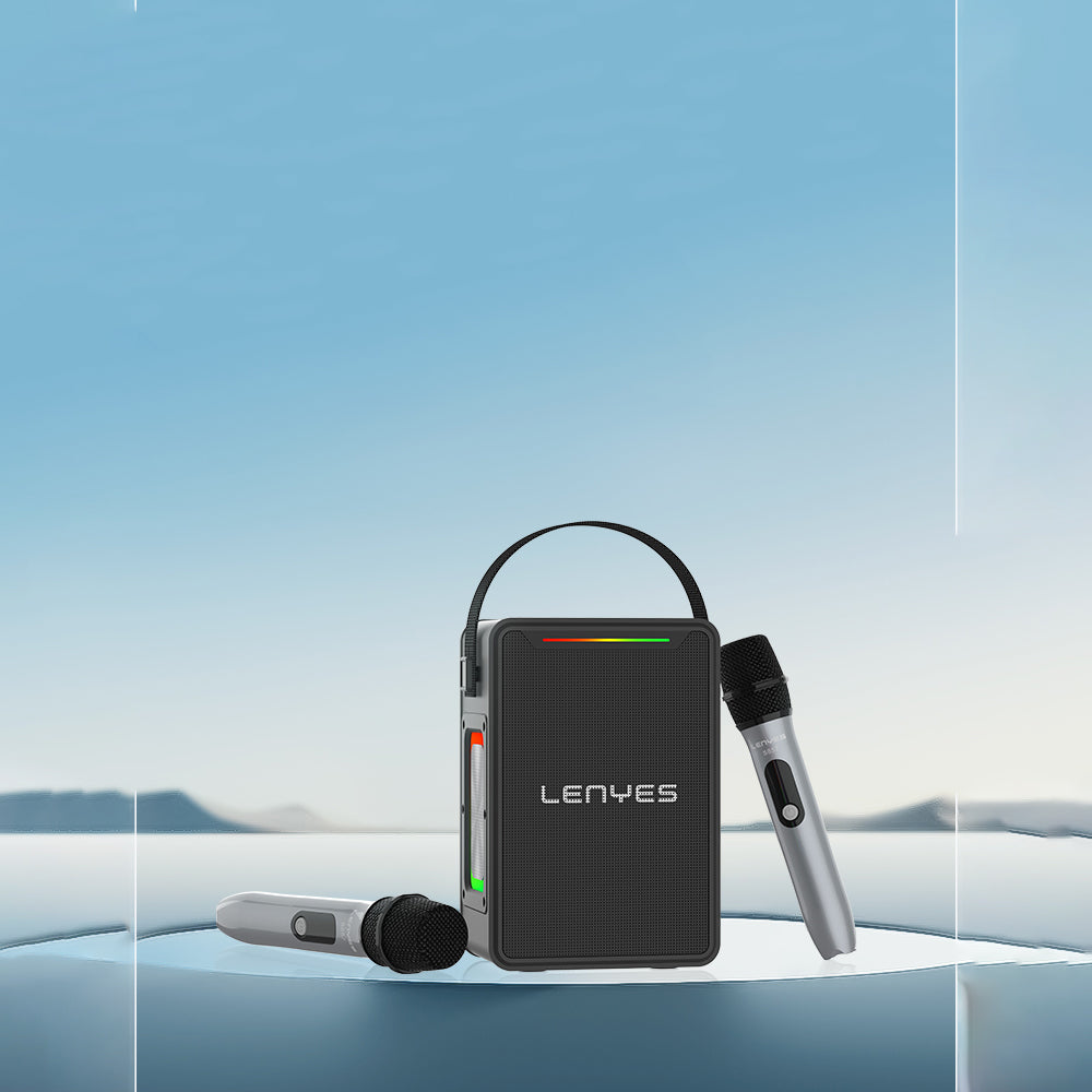 Lenyes S857 RGB Işıklı Çift Mikrofonlu Taşınabilir TWS Bluetooth Speaker Hoparlör v5.3 Siyah