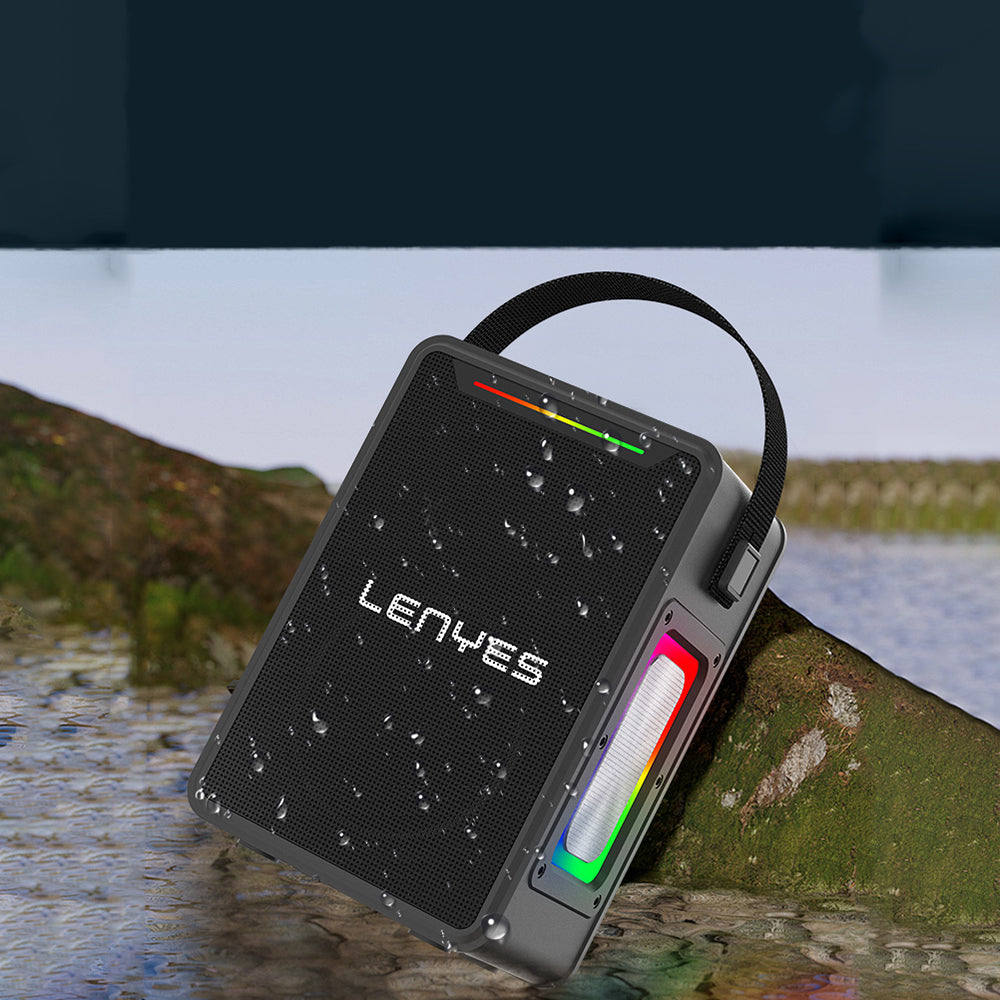 Lenyes S857 RGB Işıklı Çift Mikrofonlu Taşınabilir TWS Bluetooth Speaker Hoparlör v5.3 Siyah