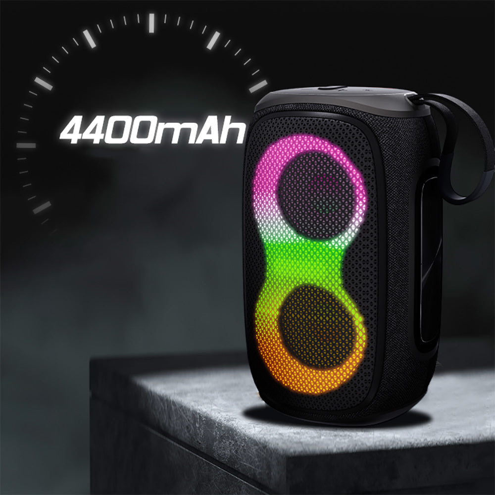 Lenyes S865 Luminous Serisi Su Geçirmez Çoklu Giriş RGB Işıklı TWS Bluetooth Hoparlör v5.3 40W Siyah