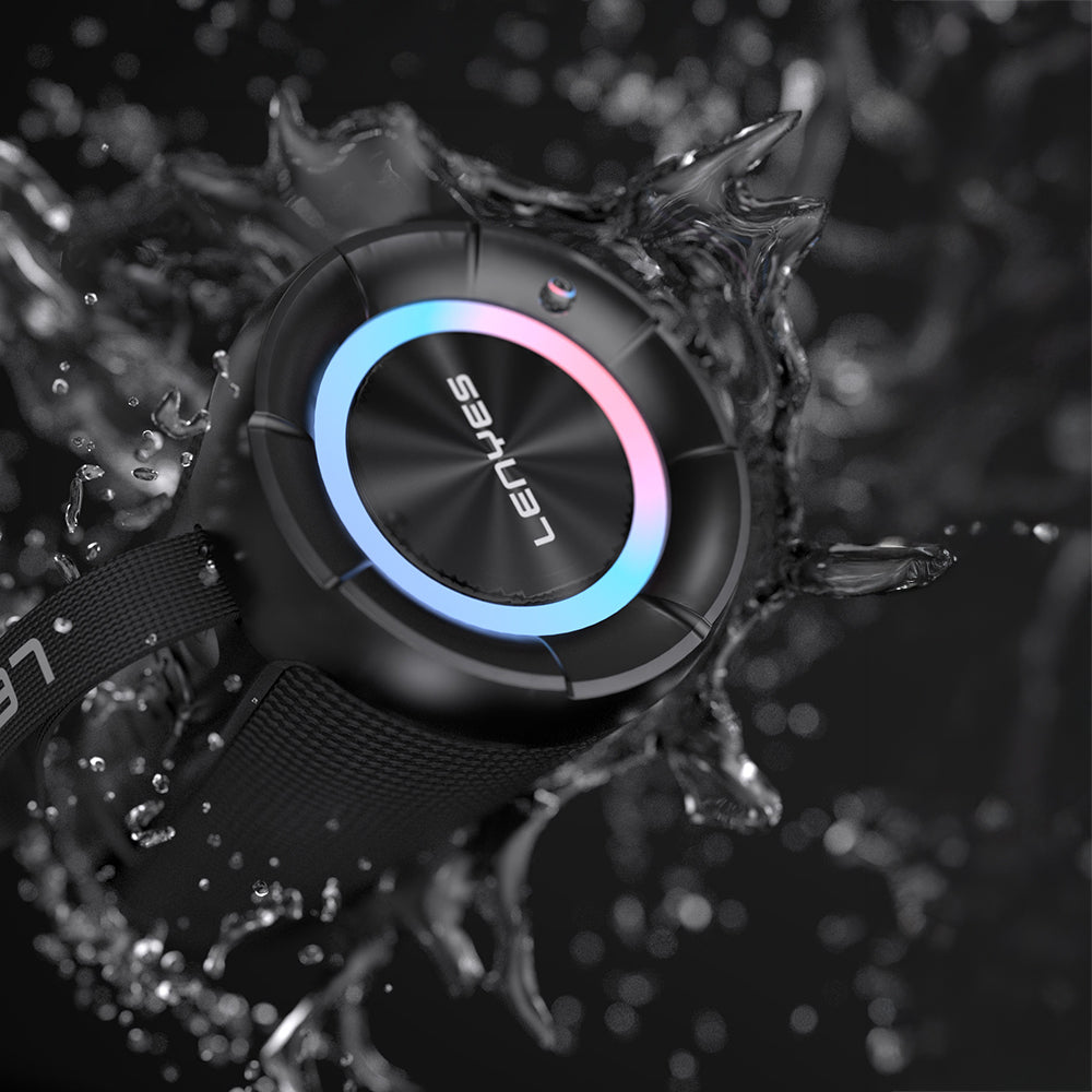 Lenyes S871 RGB Işıklı Taşınabilir Su Geçirmez TWS Bluetooth Hoparlör Siyah