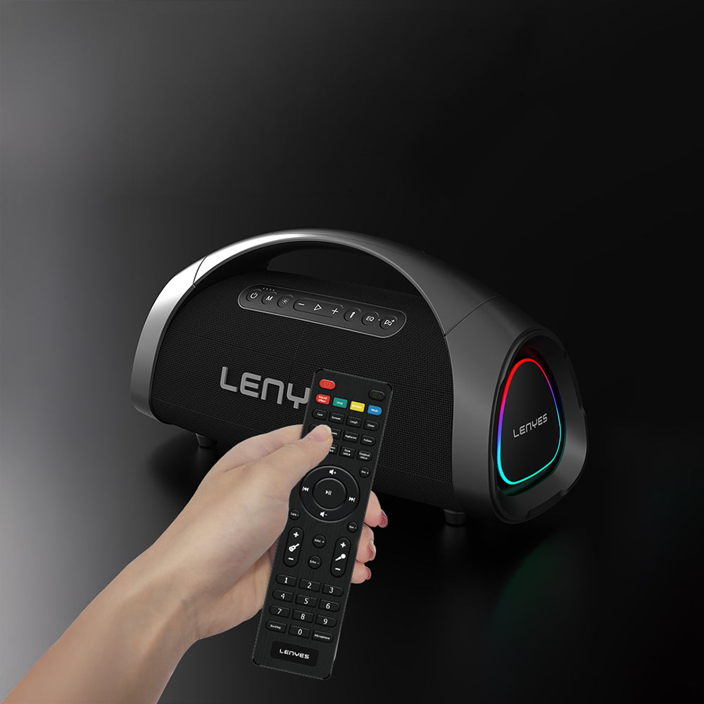 Lenyes S873 RGB Işıklı Taşınabilir Kumandalı&Mikrofonlu TWS Bluetooth Speaker Hoparlör v5.3 Siyah