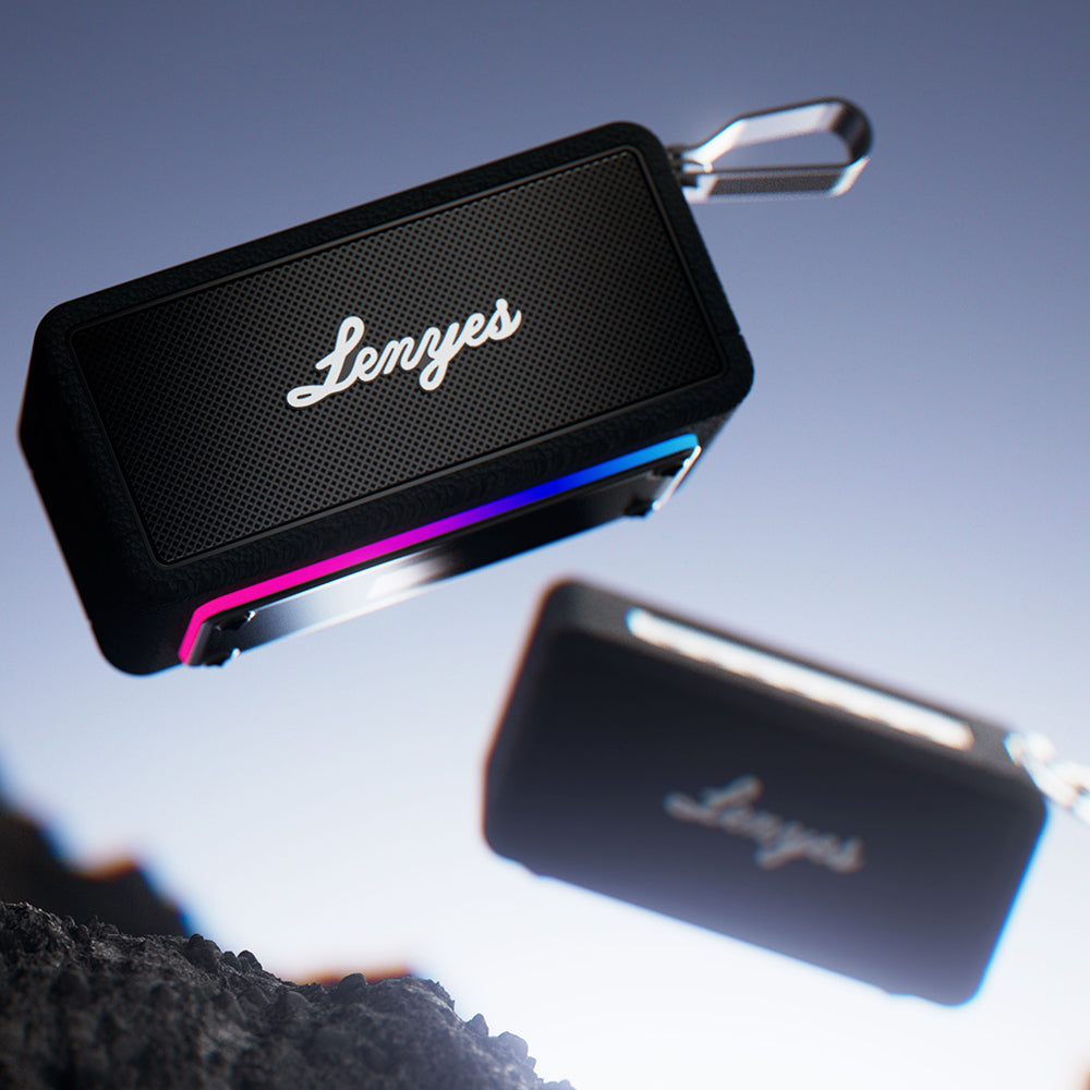 Lenyes S875 Elegance Serisi RGB Işıklı Taşınabilir Su Geçirmez TWS Bluetooth Hoparlör v5.3 40W Bej