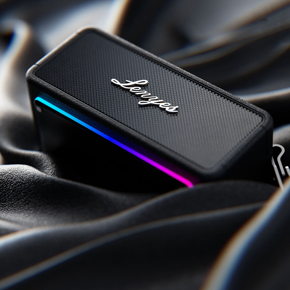 Lenyes S876 Supreme Serisi RGB Işıklı Taşınabilir Su Geçirmez TWS Bluetooth Hoparlör v5.3 45W Siyah