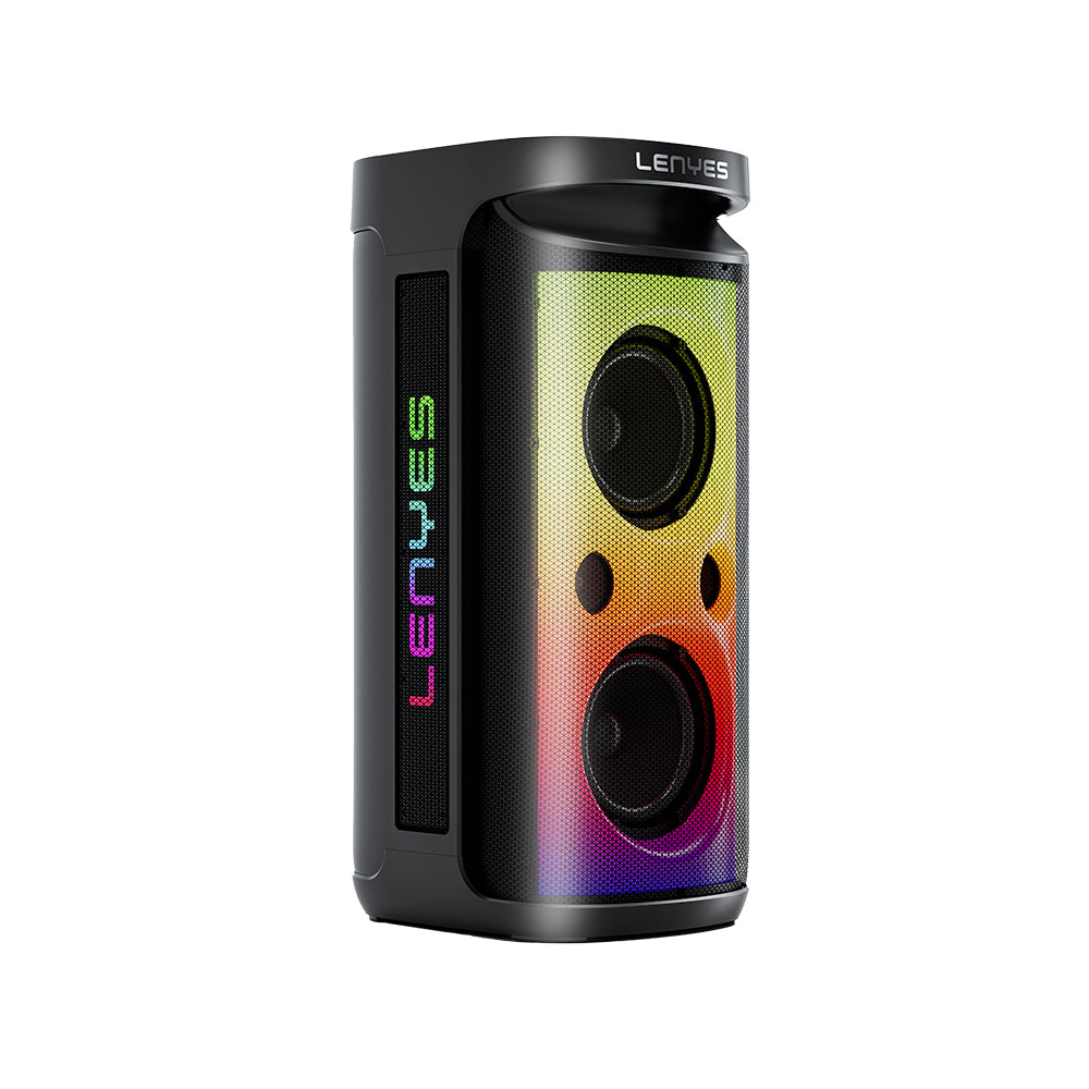 Lenyes S883 Su Geçirmez Tekerlekli Mikrofonlu Çoklu Giriş RGB Işıklı TWS Karaoke FM Bluetooth Hoparlör v5.3 360W Siyah