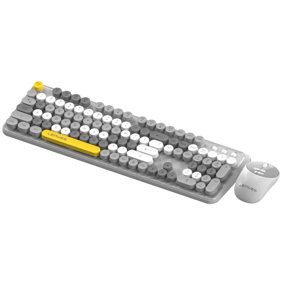 Lenyes WK103 Mekanik 2in1 2.4G Kablosuz Klavye ve 1600 DPI Mouse Seti Mavi