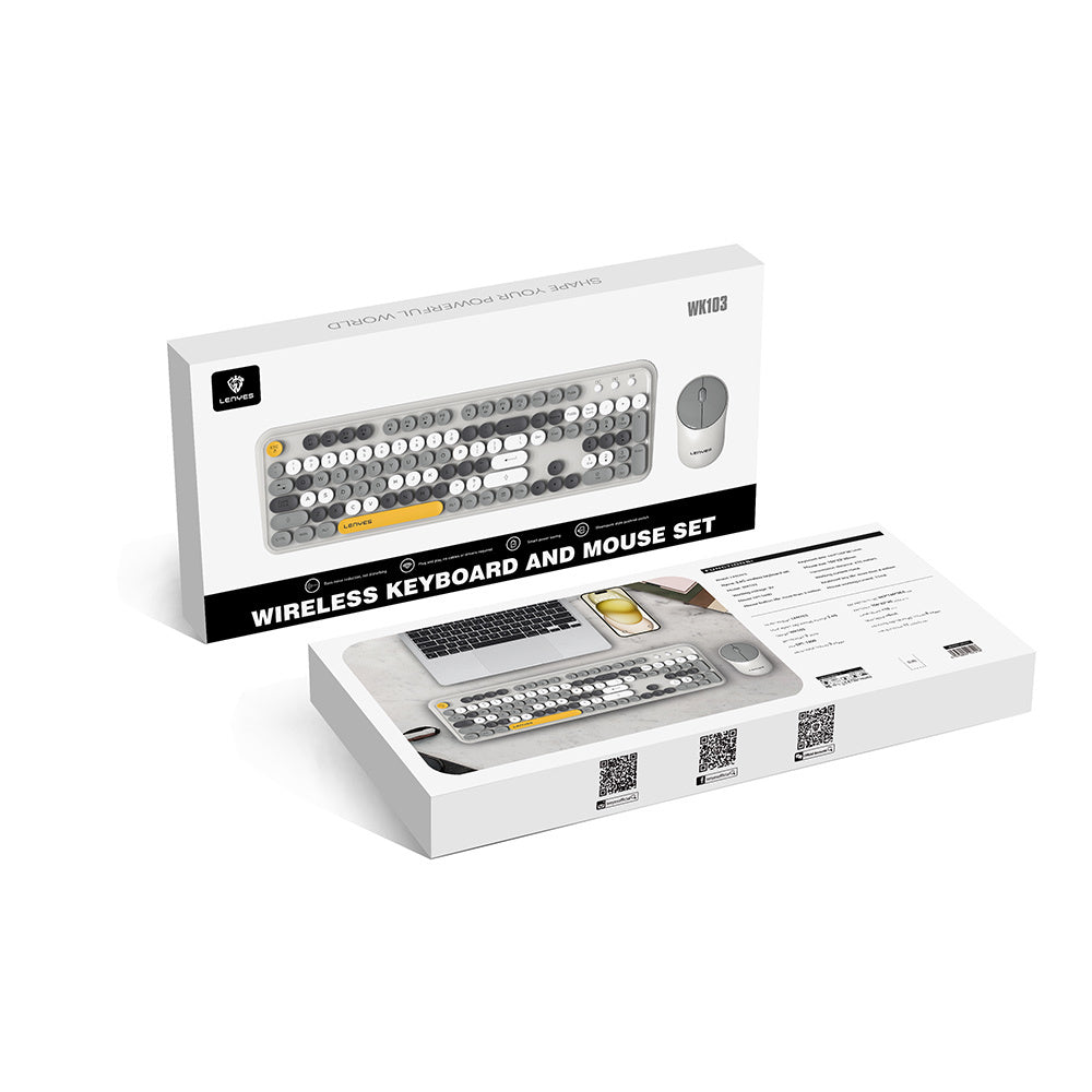 Lenyes WK103 Mekanik 2in1 2.4G Kablosuz Klavye ve 1600 DPI Mouse Seti Mavi