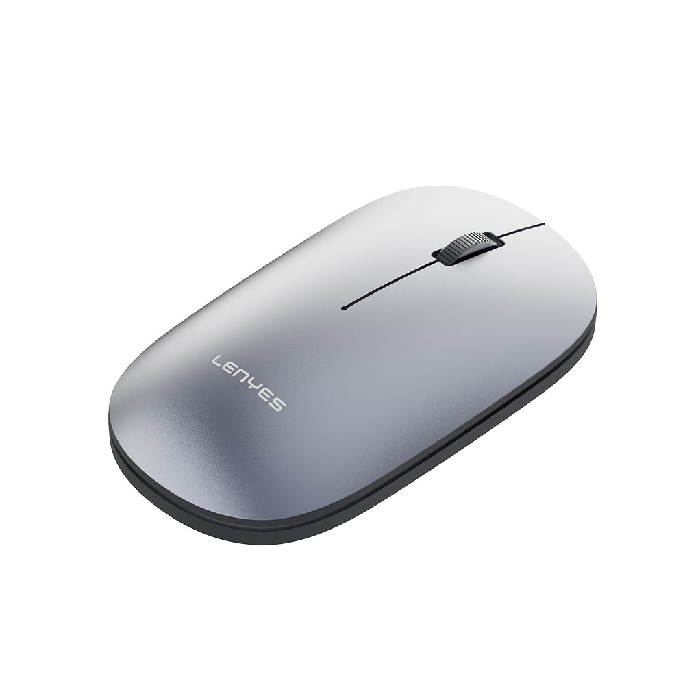 Lenyes WS103 Sessiz Buton Tasarımlı Ergonomik Çift Bluetooth Bağlantılı 2.4G Kablosuz Mouse 1200 DPI Gri