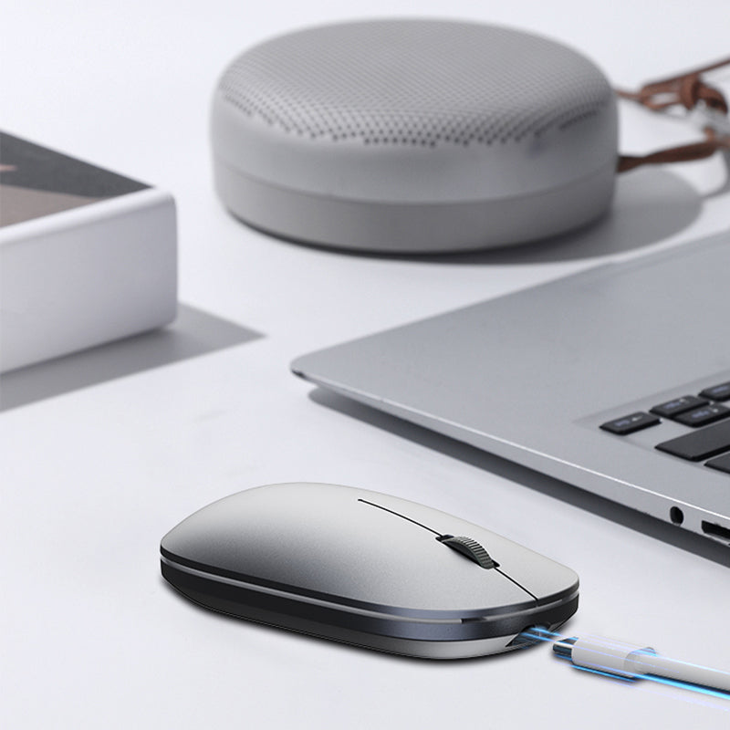 Lenyes WS103 Sessiz Buton Tasarımlı Ergonomik Çift Bluetooth Bağlantılı 2.4G Kablosuz Mouse 1200 DPI Gri