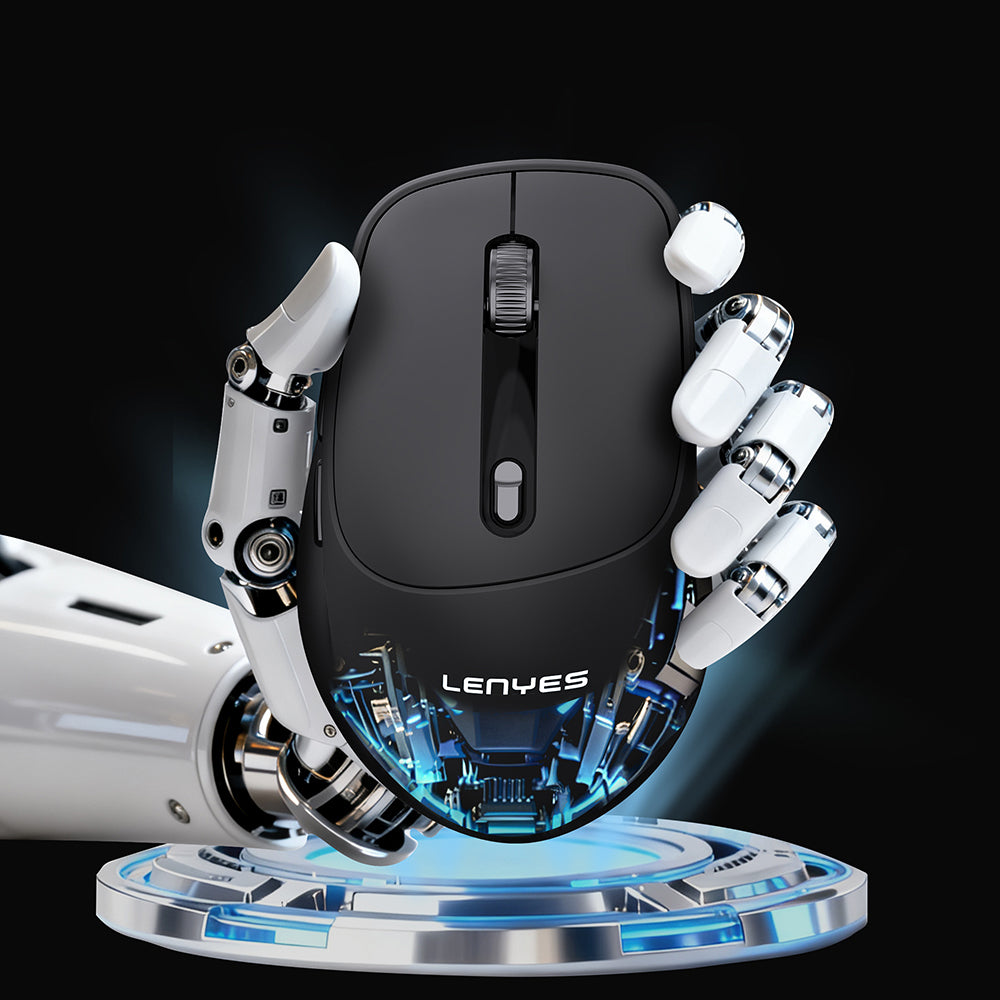 Lenyes WS105 Sessiz Buton Tasarımlı Ergonomik Çift Bluetooth Bağlantılı 2.4G Kablosuz Mouse 1600 DPI Siyah