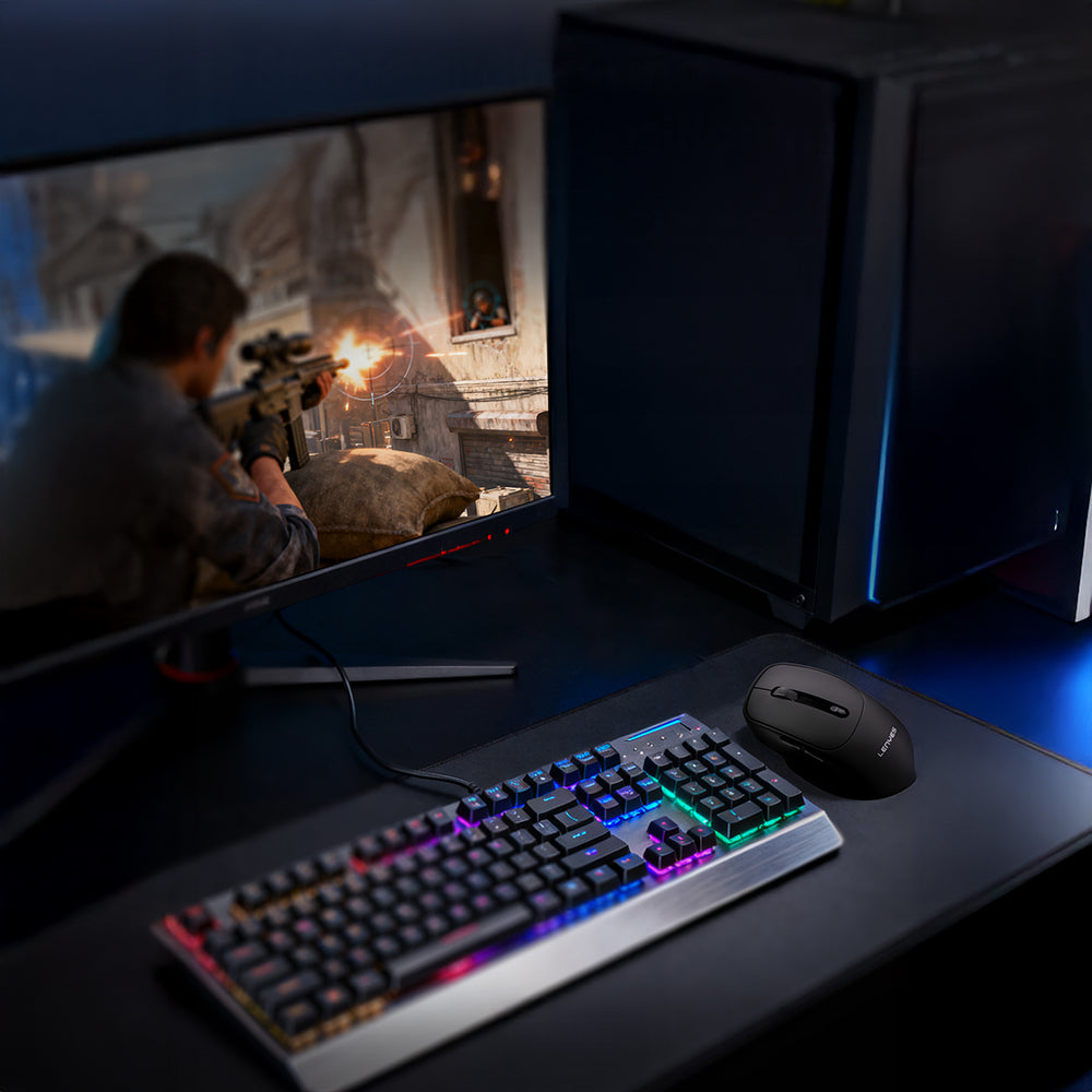 Lenyes WS105 Sessiz Buton Tasarımlı Ergonomik Çift Bluetooth Bağlantılı 2.4G Kablosuz Mouse 1600 DPI Siyah