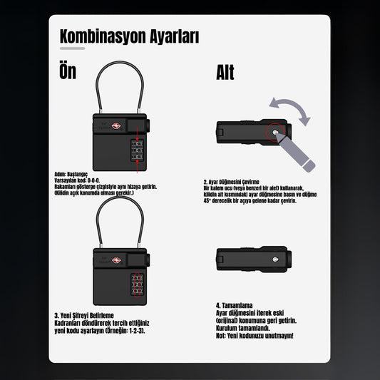 Micflip P25 TSA Kilit ve Find My Takip Özellikli Valiz Seyehat Kiliti