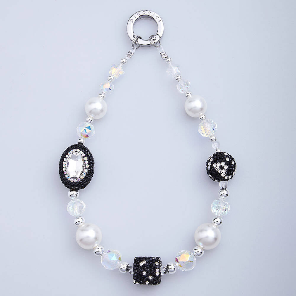 Picocici Elmas Taş Tasarımlı Oval Pearl Telefon Bilek Askı İpi