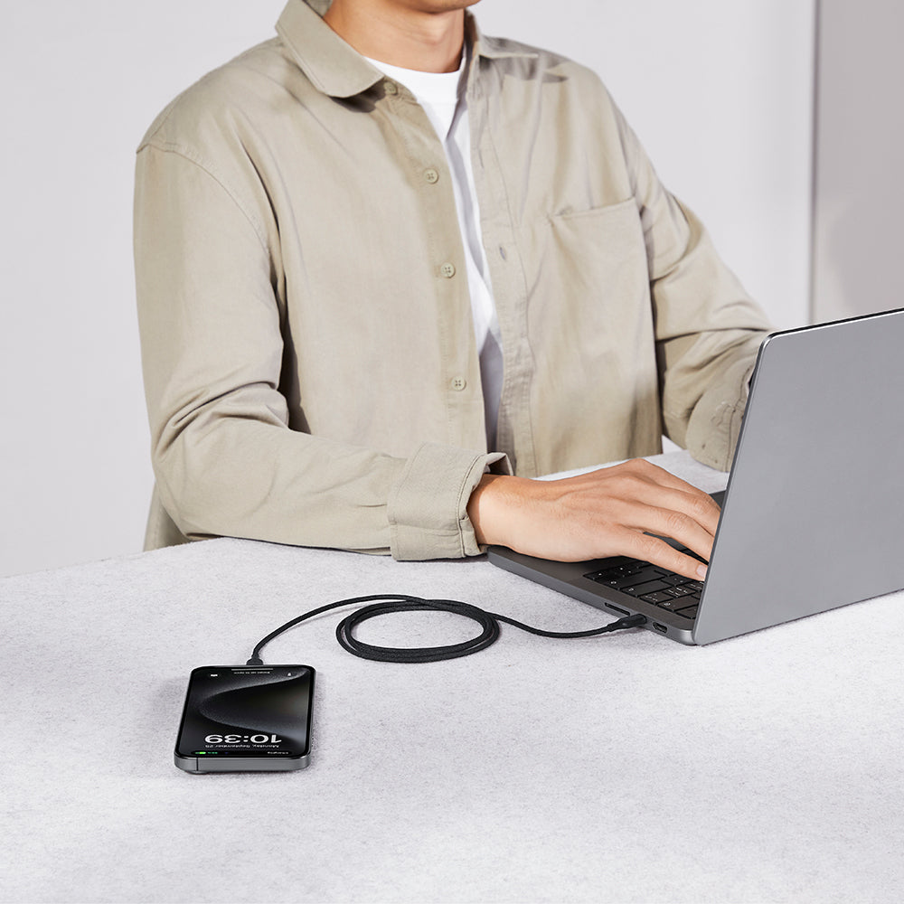 Pitaka Flex Braided Örgülü Tasarımlı Type-C to Type-C PD Data ve Şarj Kablosu 60W 1.2M Siyah