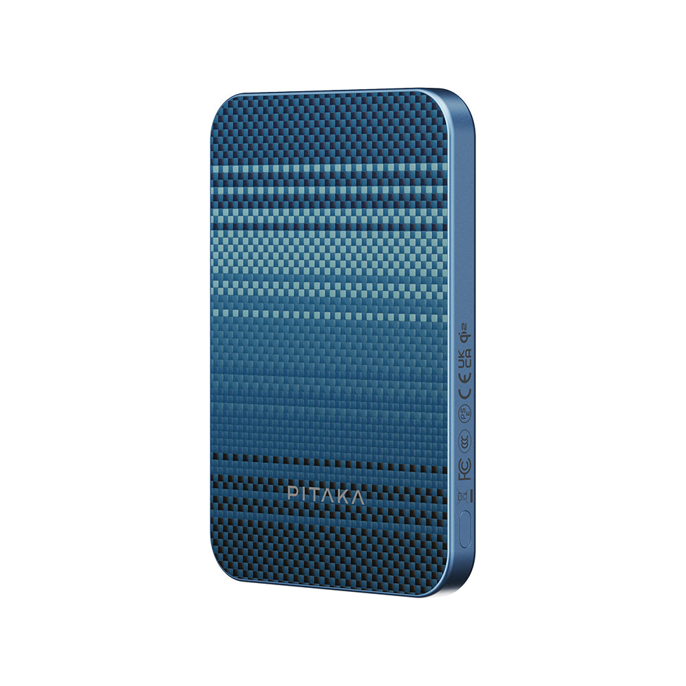 Pitaka Tactile Woven Qi2 Şarj Teknolojili Aramid Fiber M-Safe Powerbank 15W 5000mAh Siyah-Yeşil