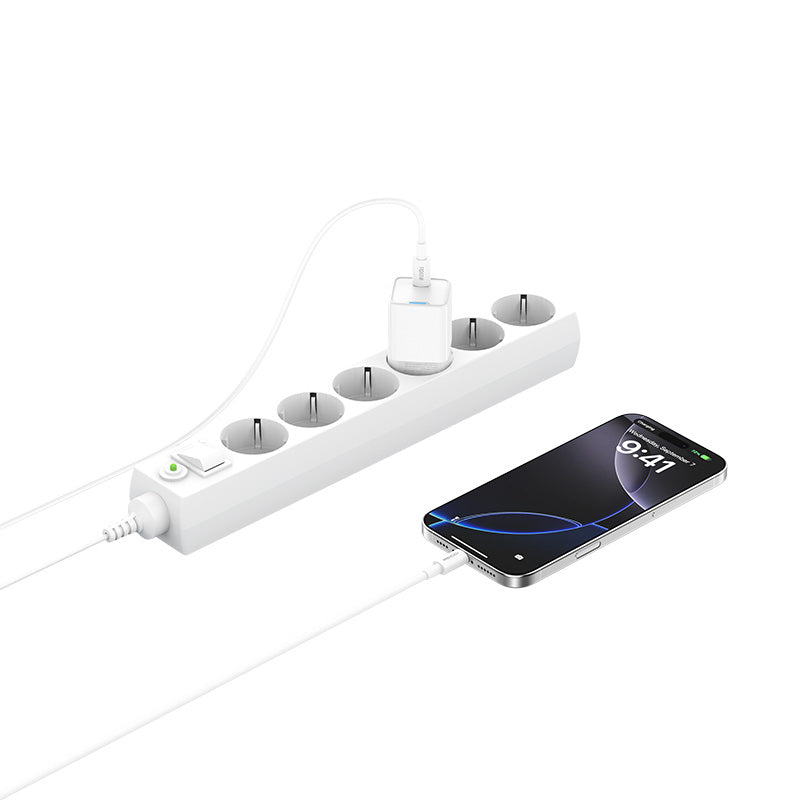 Recci RC106E GaN Teknolojili Hızlı Şarj Başlığı Type-C to Type-C PD 25W Kablolu Şarj Seti Beyaz