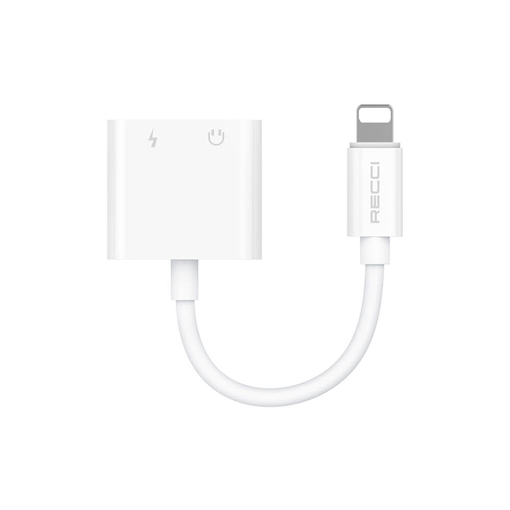 Recci RDS-A01 Lightning 2in1 Şarj ve Ses Adaptörü Beyaz