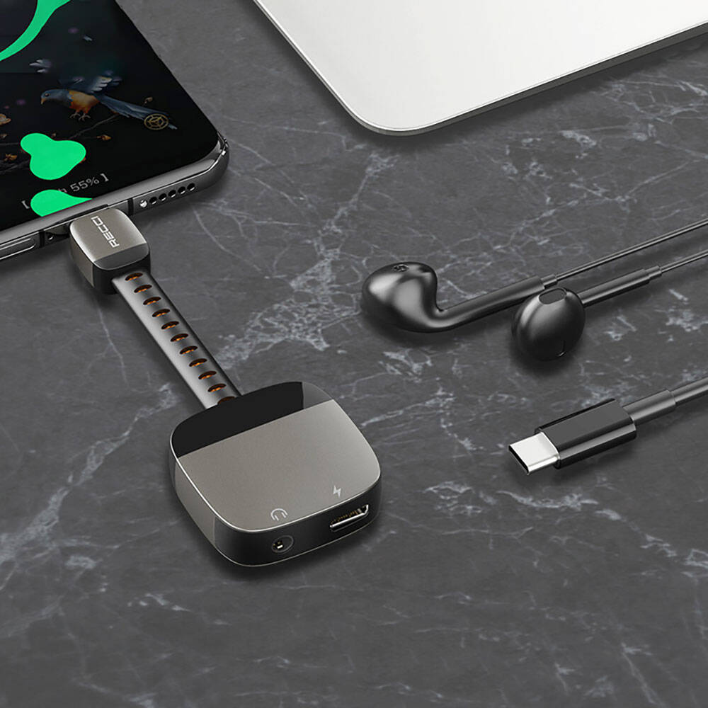 Recci RDS-A13 Type-C 2in1 Şarj ve Ses Adaptörü Siyah