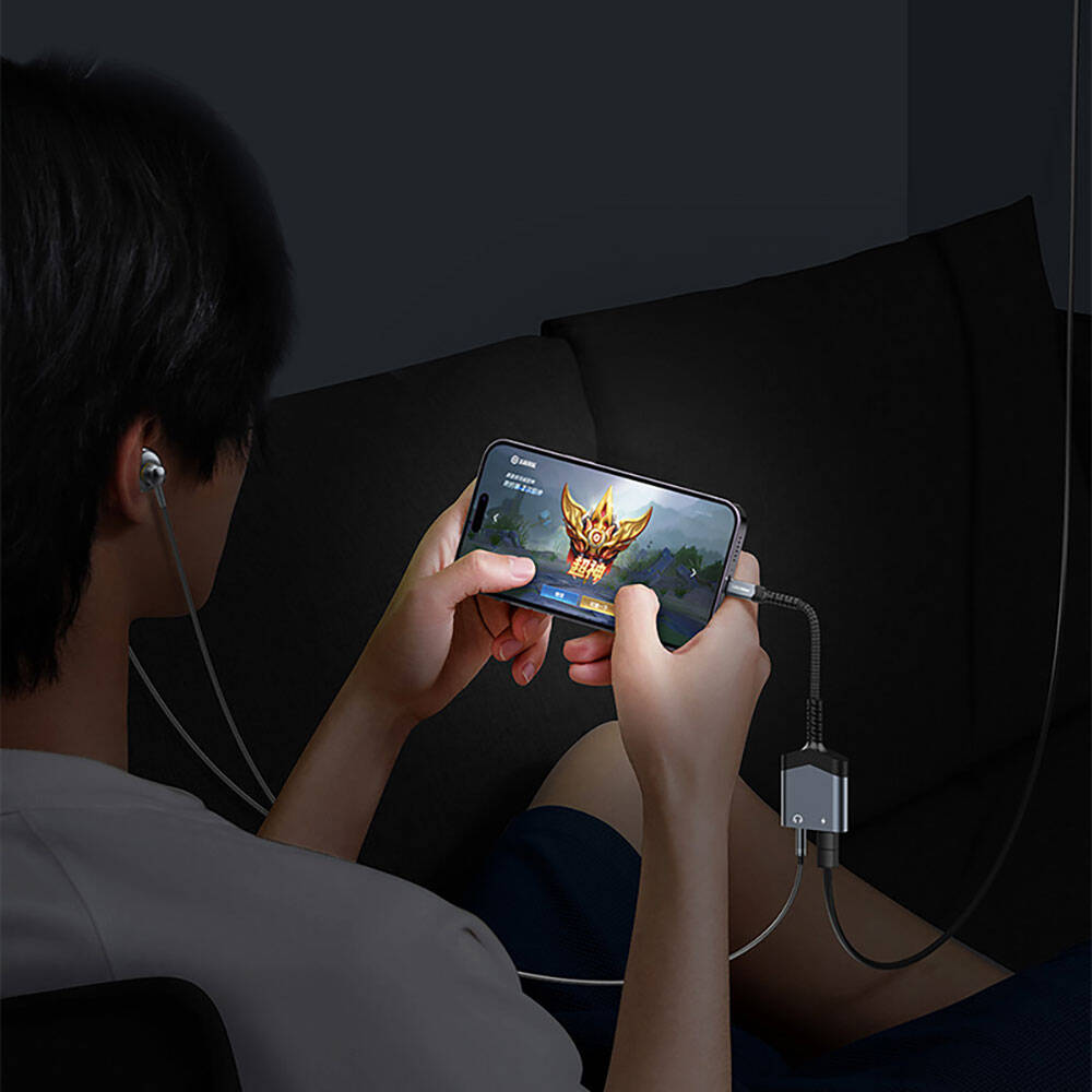 Recci RDS-A17 Lightning 2in1 Şarj ve Ses Adaptörü Gri