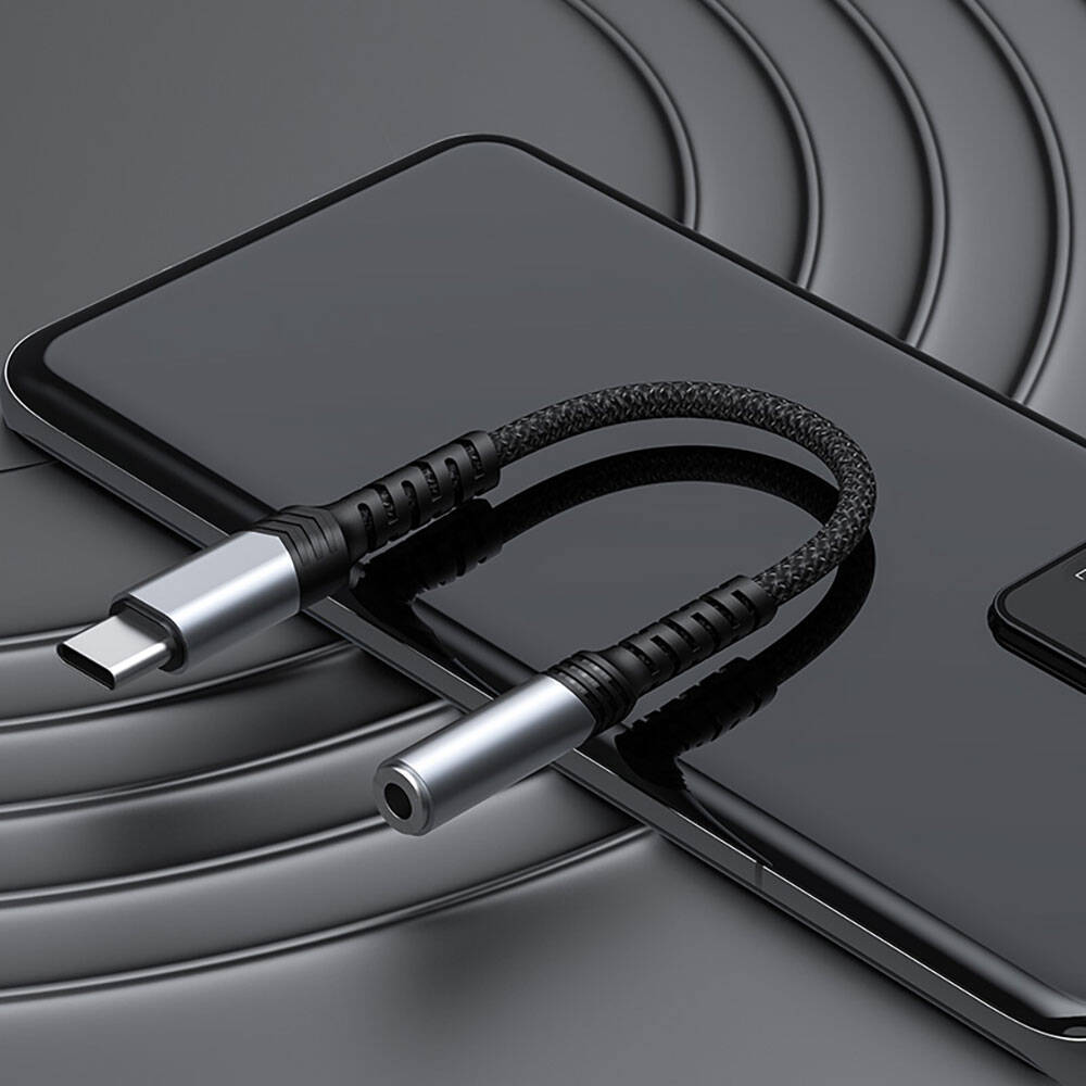 Recci RDS-A25 3.5mm to Type-C Audio Kablo Gri