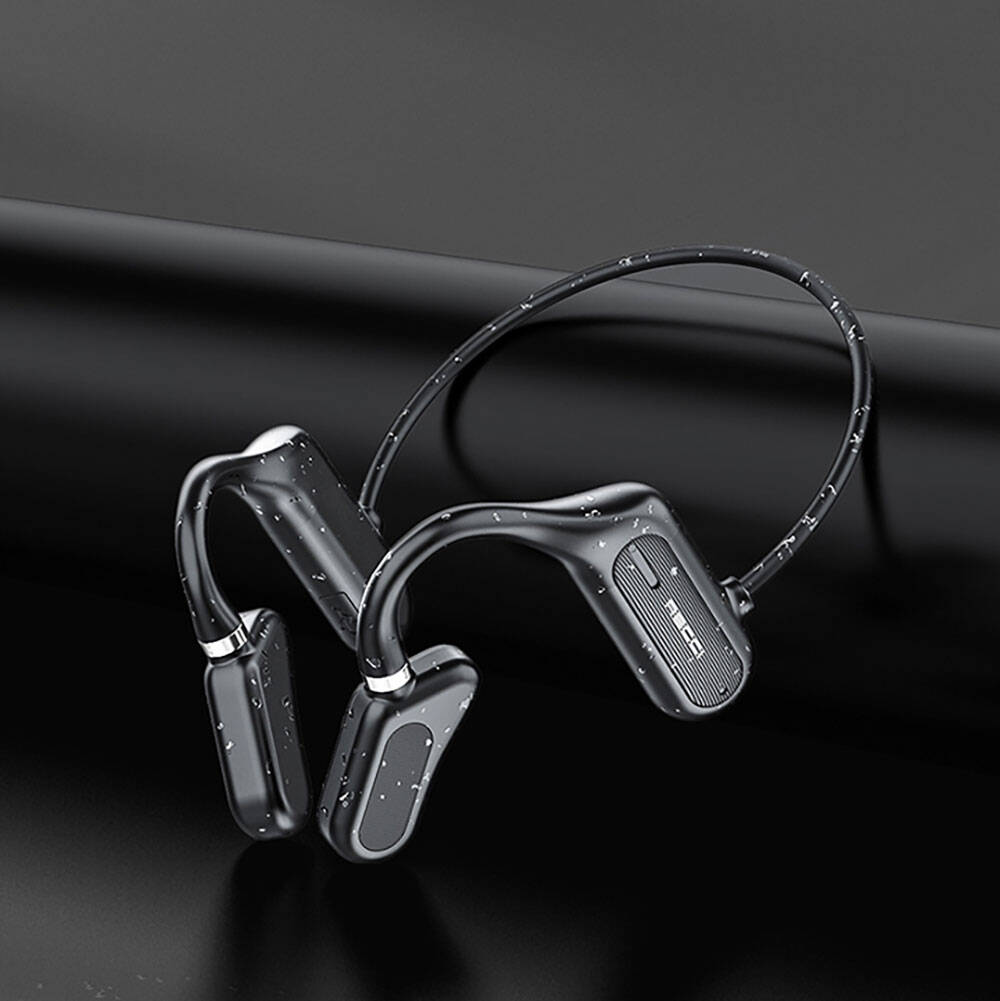 Recci REP-W27 Flutter Serisi Suya Dayanıklı Sporcu Bluetooth Kulaklık Siyah