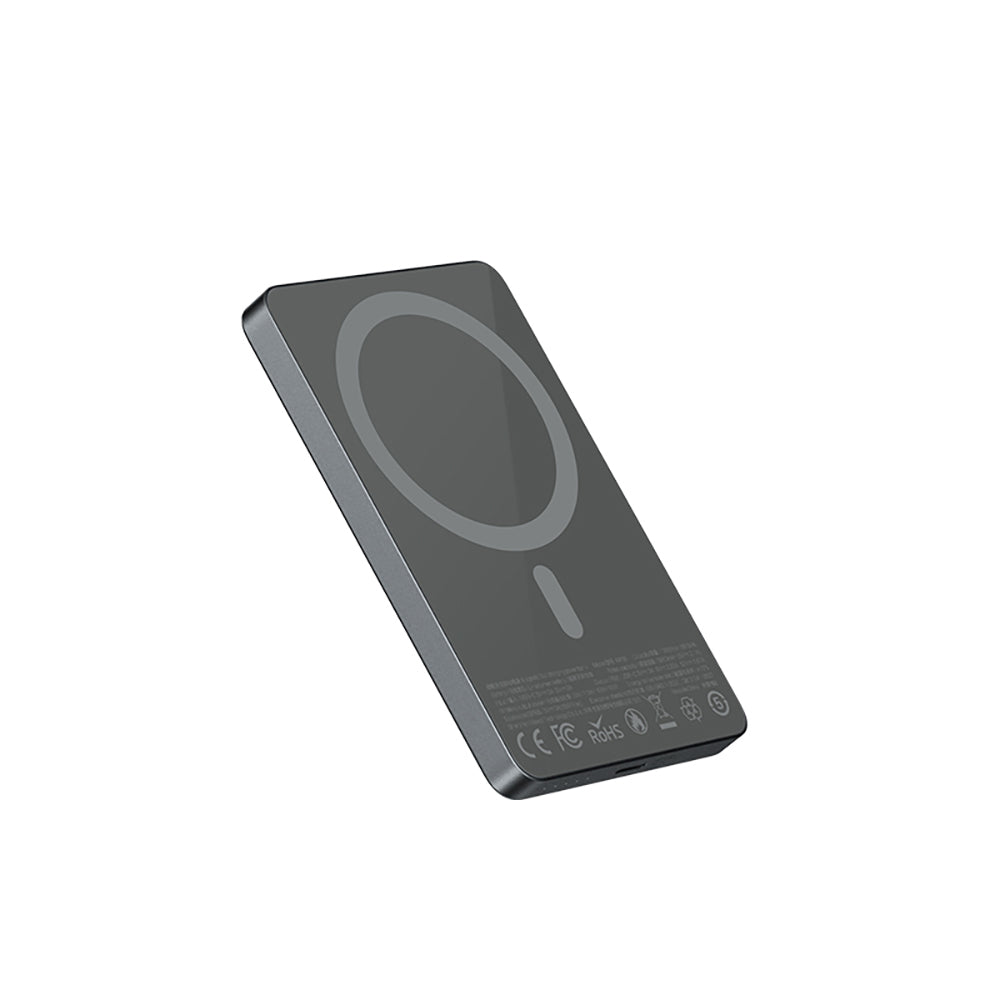 Recci RP35 PD 20W Led Göstergeli Hızlı Şarj Özellikli Wireless Powerbank 15W 10000mAh Gri