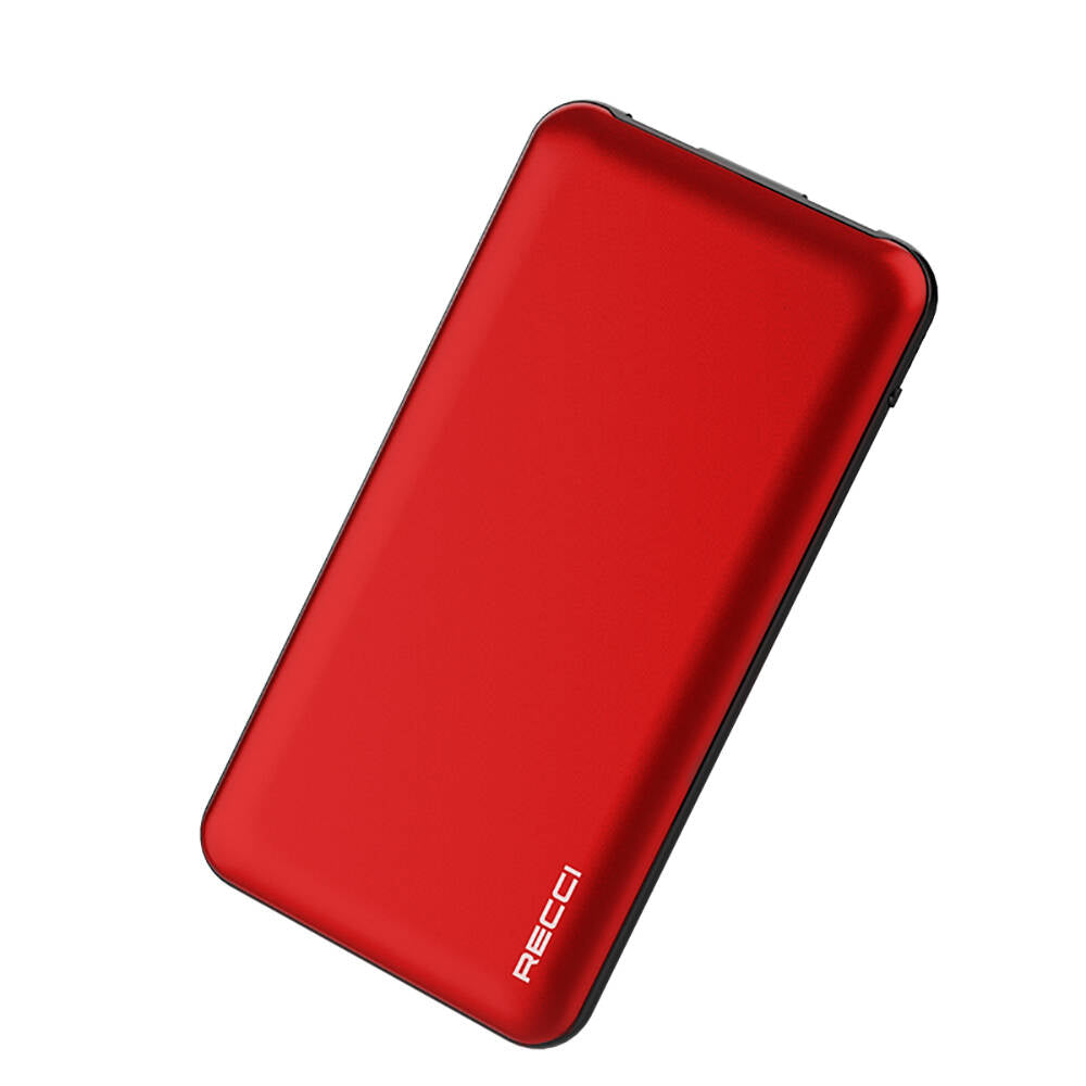 Recci RPB-P05 Greeny Serisi LED Işık Göstergeli Hızlı Şarj Özellikli Taşınabilir Powerbank 22.5W 10000mAh Kırmızı