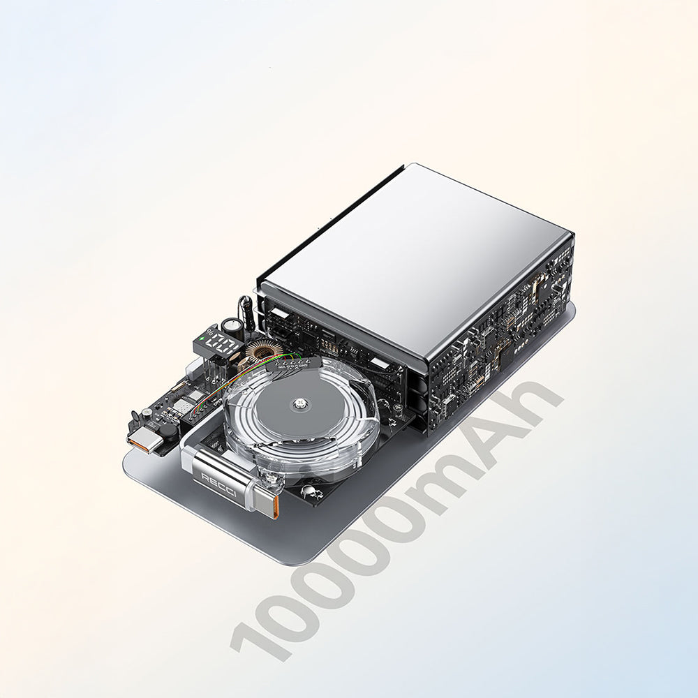 Recci RPB-P58 PD Hızlı Şarj Özellikli Type-C Kablolu Powerbank 22.5W 10.000mAh Gri