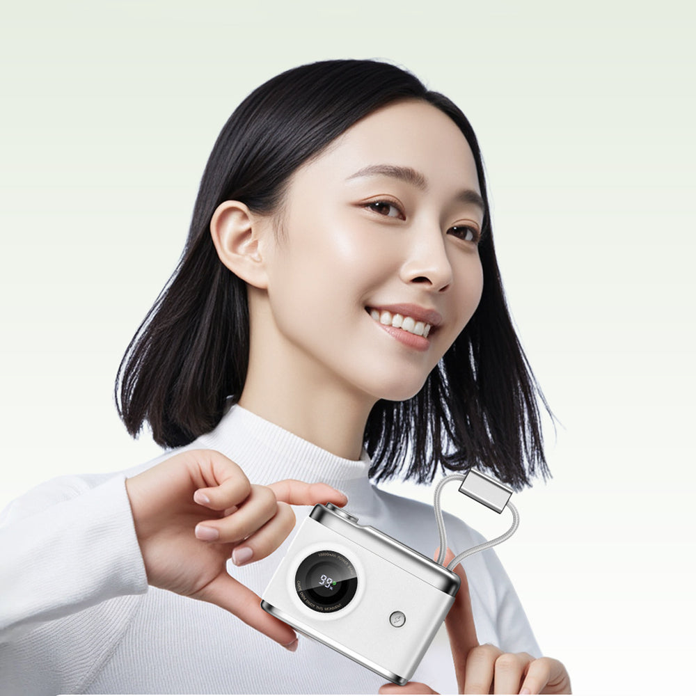 Recci RPB-P66 PD 20W Hızlı Şarj Özellikli Type-C & lightning Kablolu Powerbank 22.5W 10.000mAh Siyah